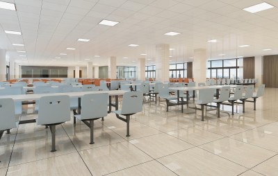 现代员工大食堂3D模型下载